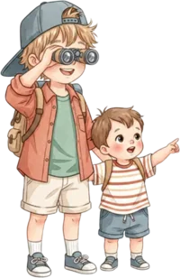 Illustration of Maverick and Miles scouting with binoculars